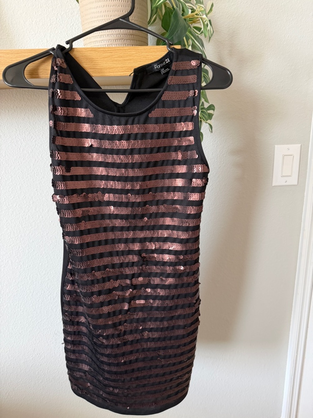 Forever 21 Black Dress with Rose Gold Sequin Stripes